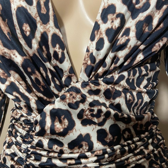 Cheetah Print Maxi Dress with Ruched Side - Picture 5 of 14